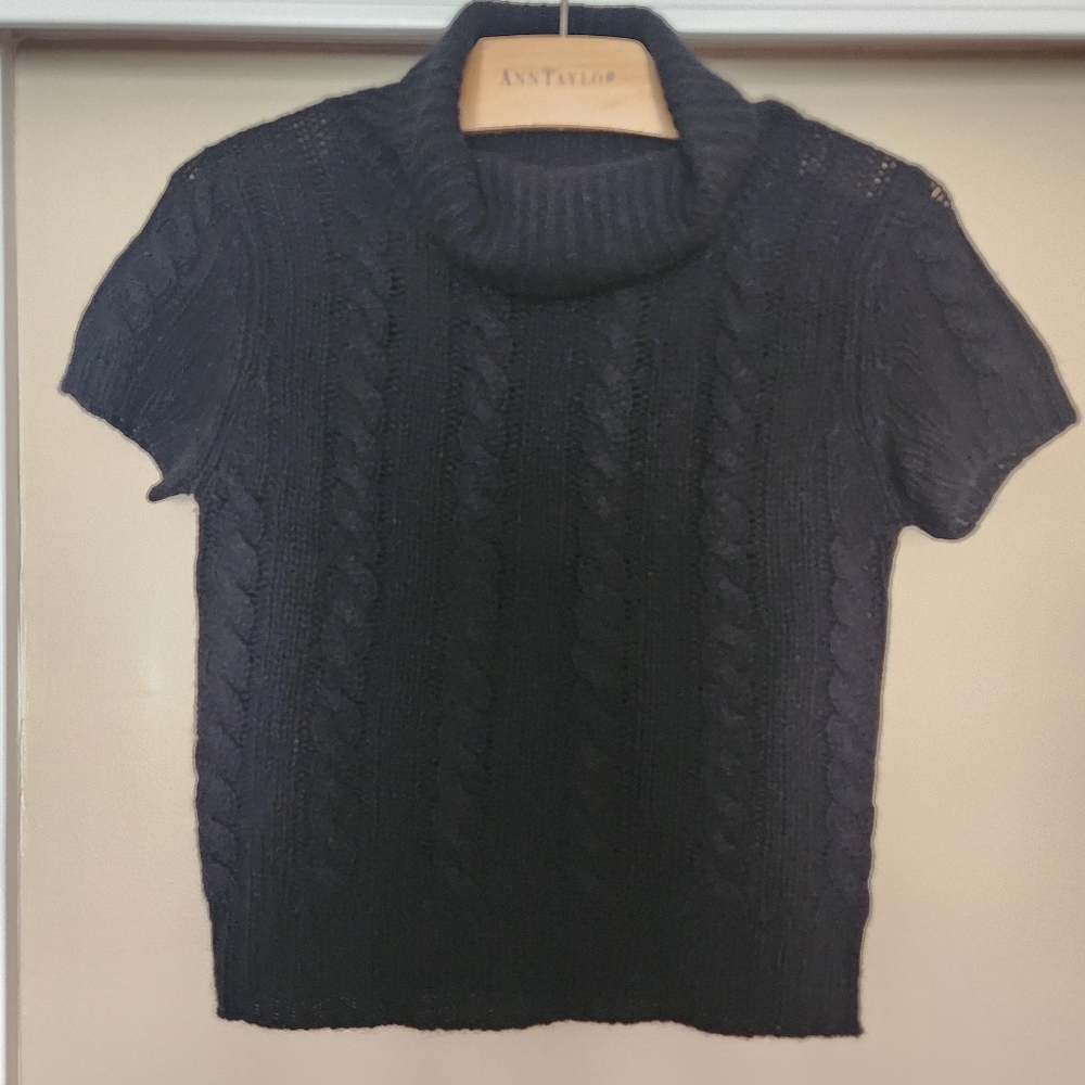 Mendocino Cashmere Cable Knit Turtleneck -BLACK -PP